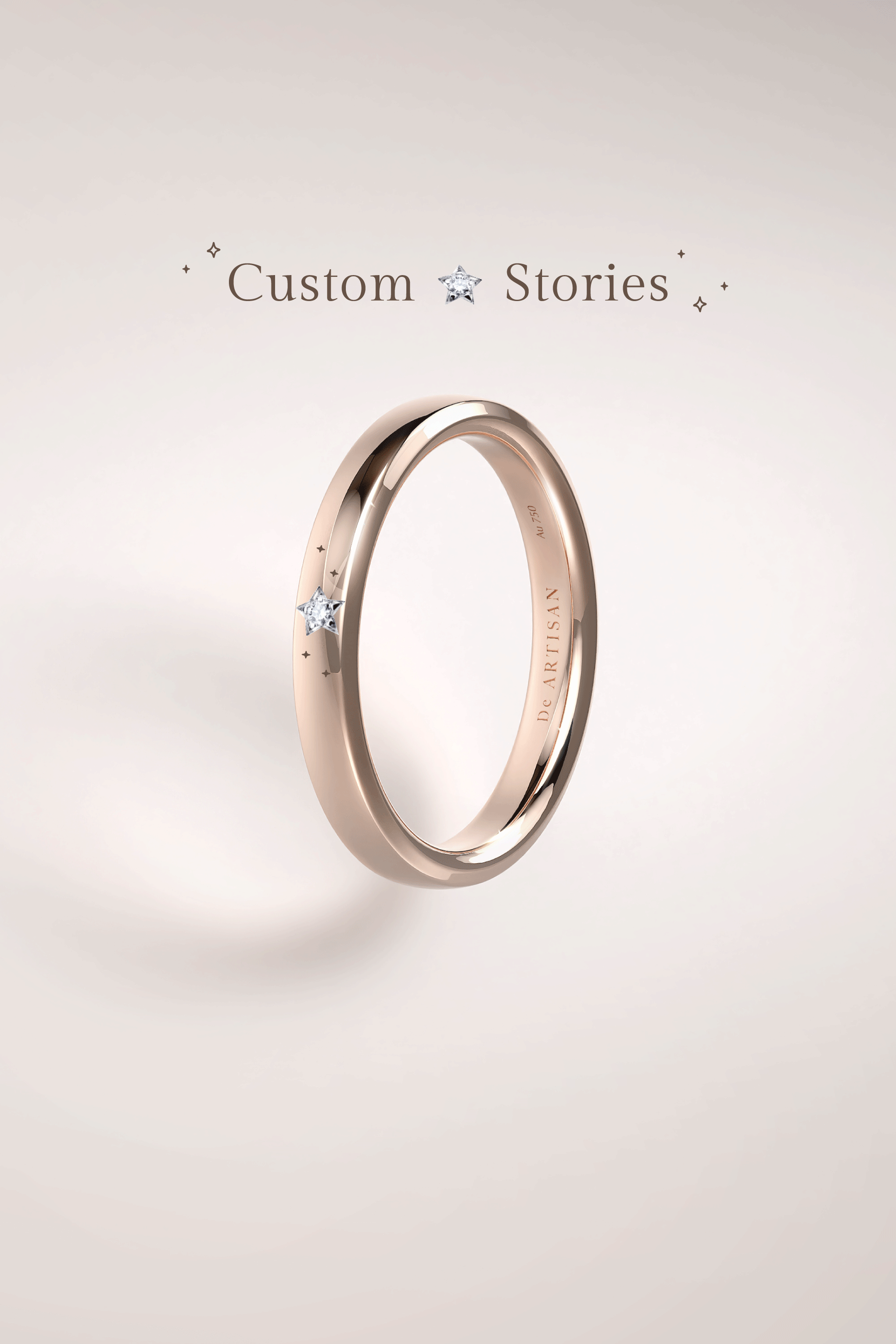 The One ring (S) 3mm. with Love story diamond