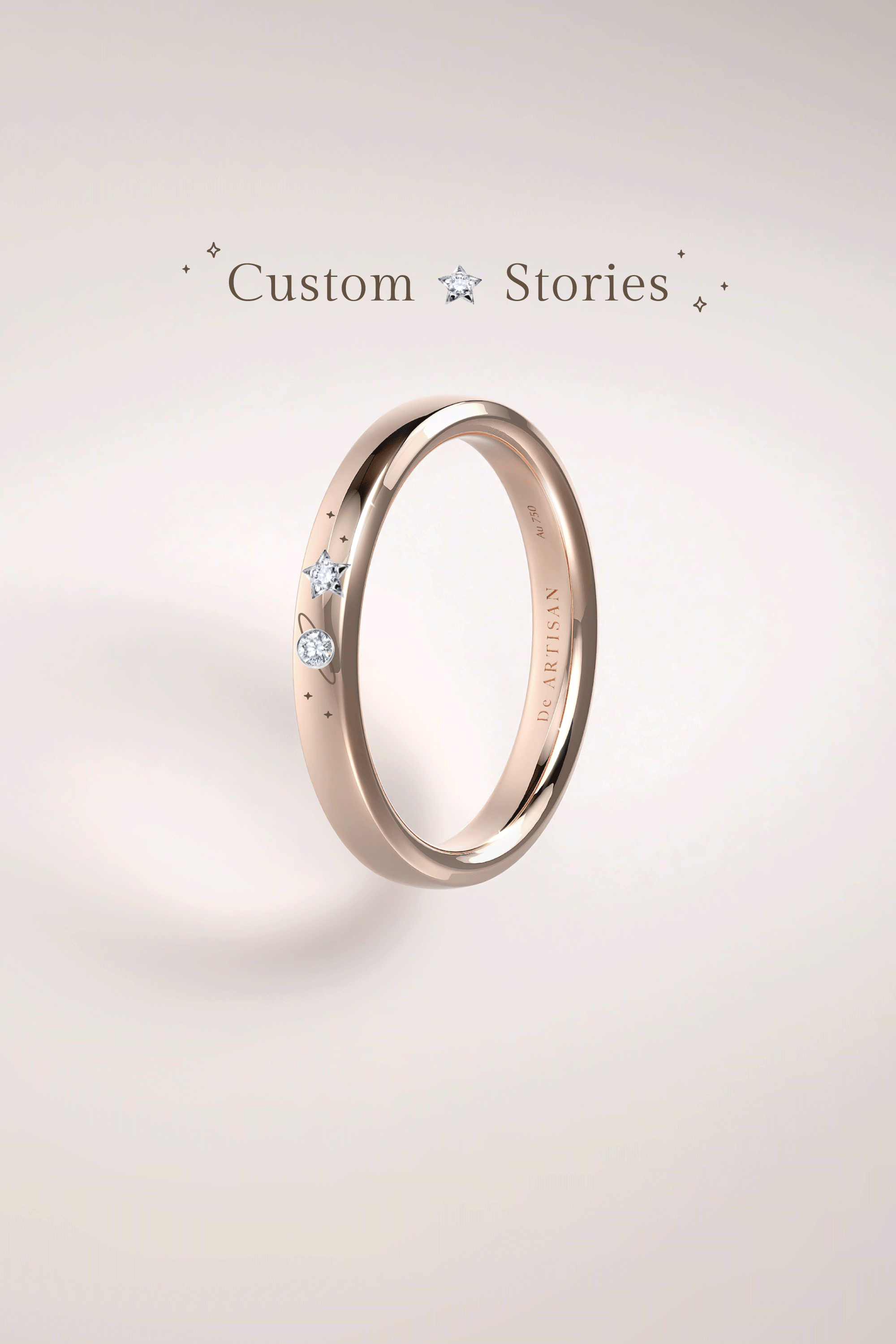 The One ring (S) 3mm. with Love story diamond