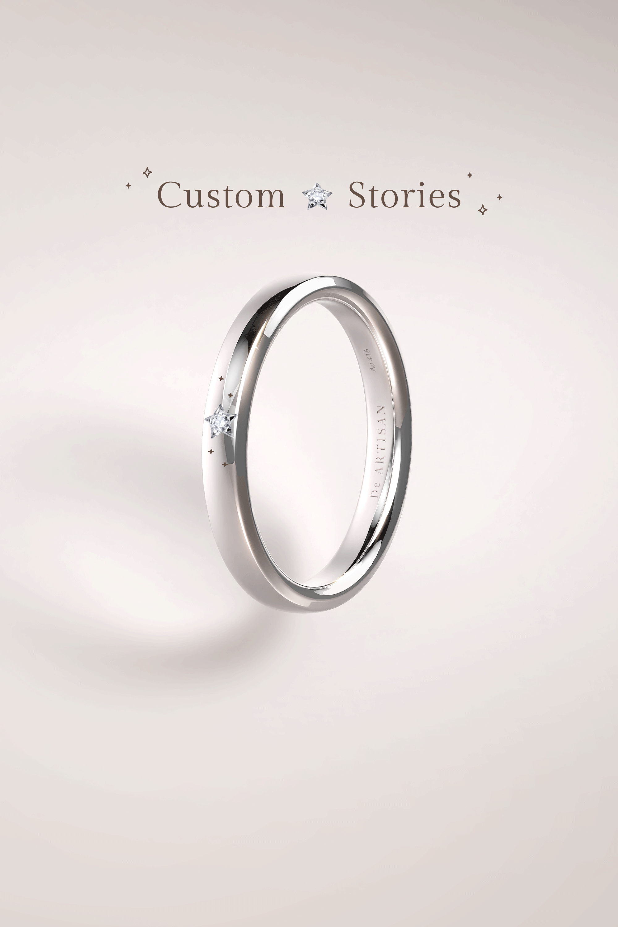 The One ring (S) 3mm. with Love story diamond