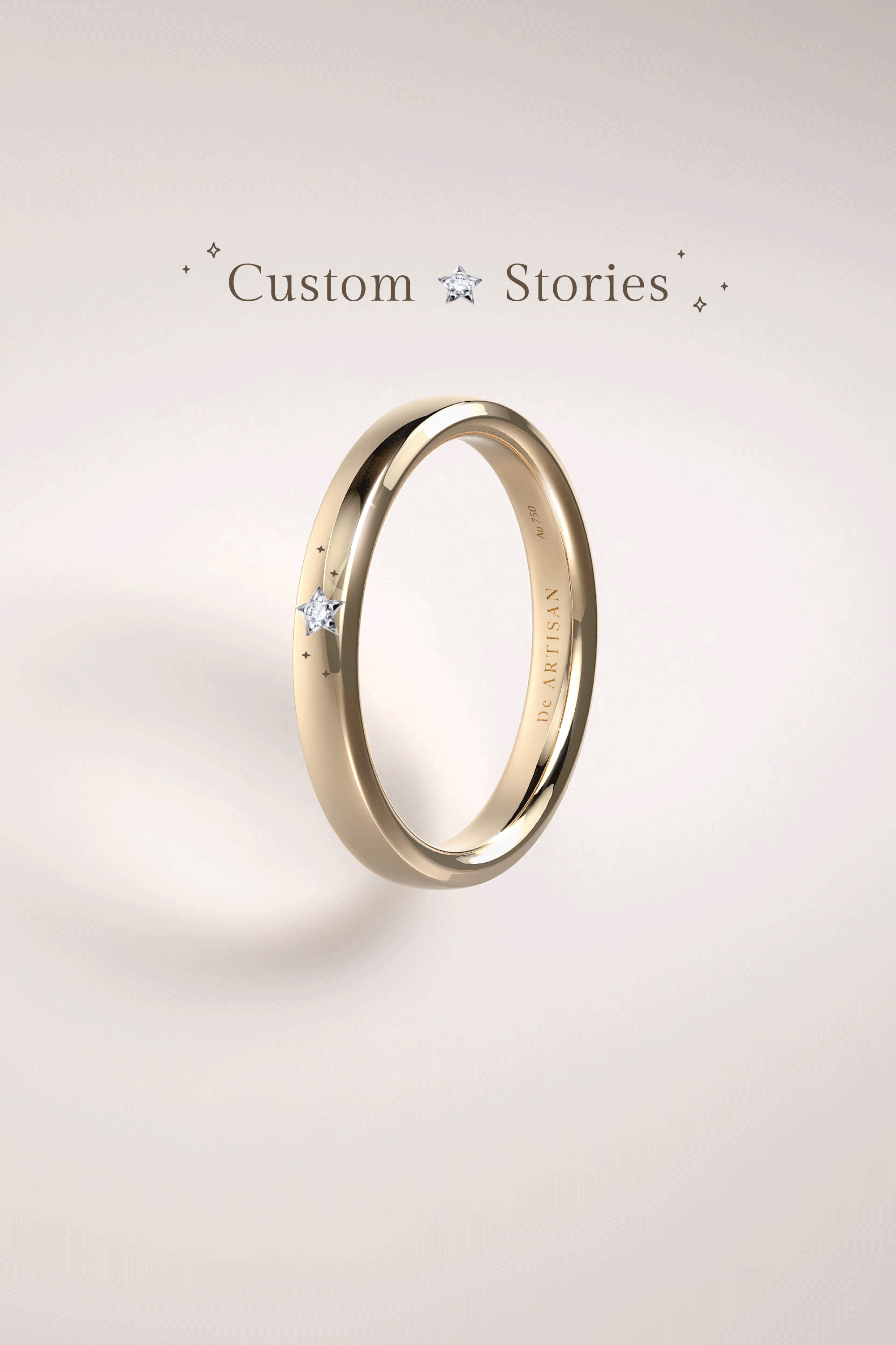 The One ring (S) 3mm. with Love story diamond