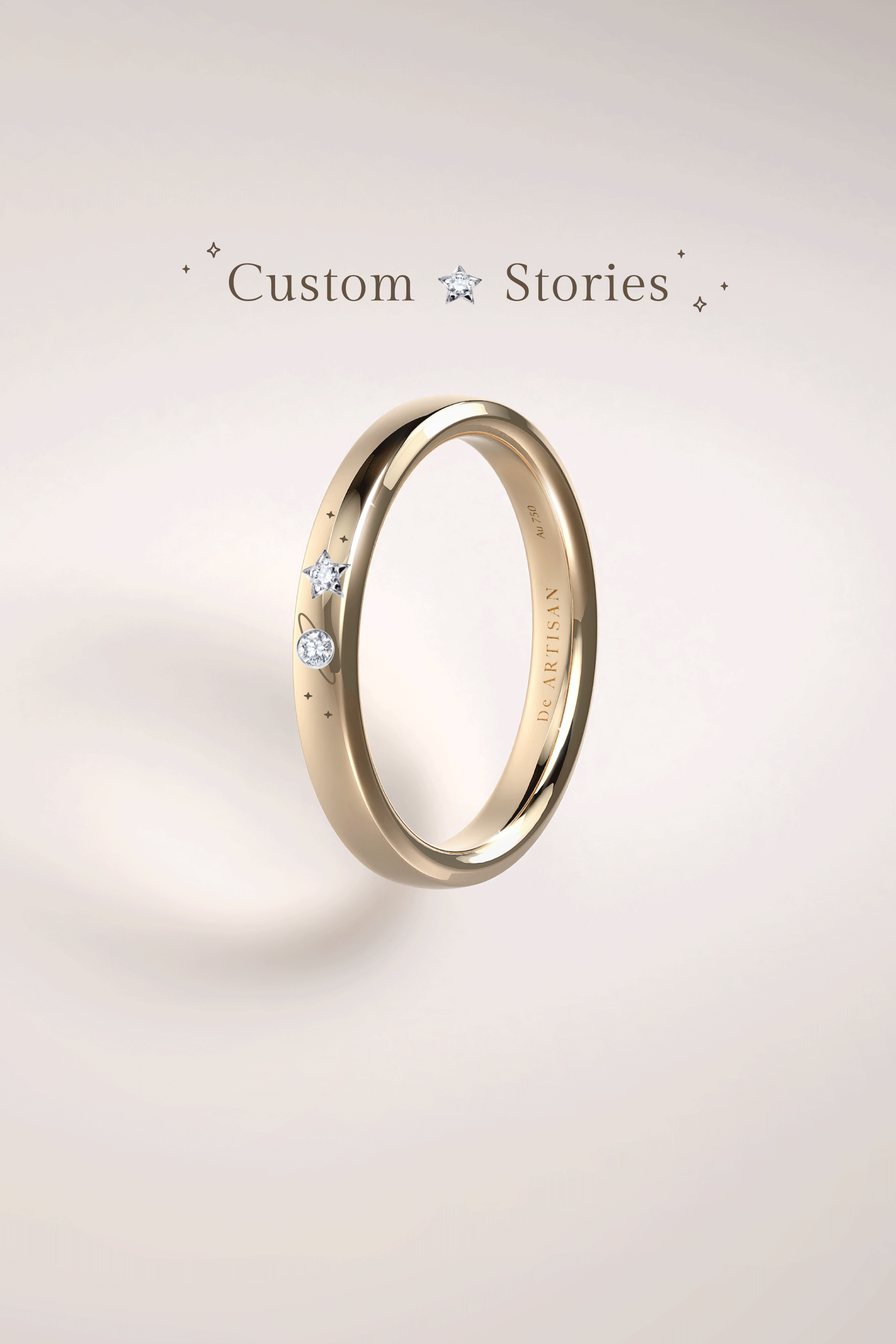 The One ring (S) 3mm. with Love story diamond