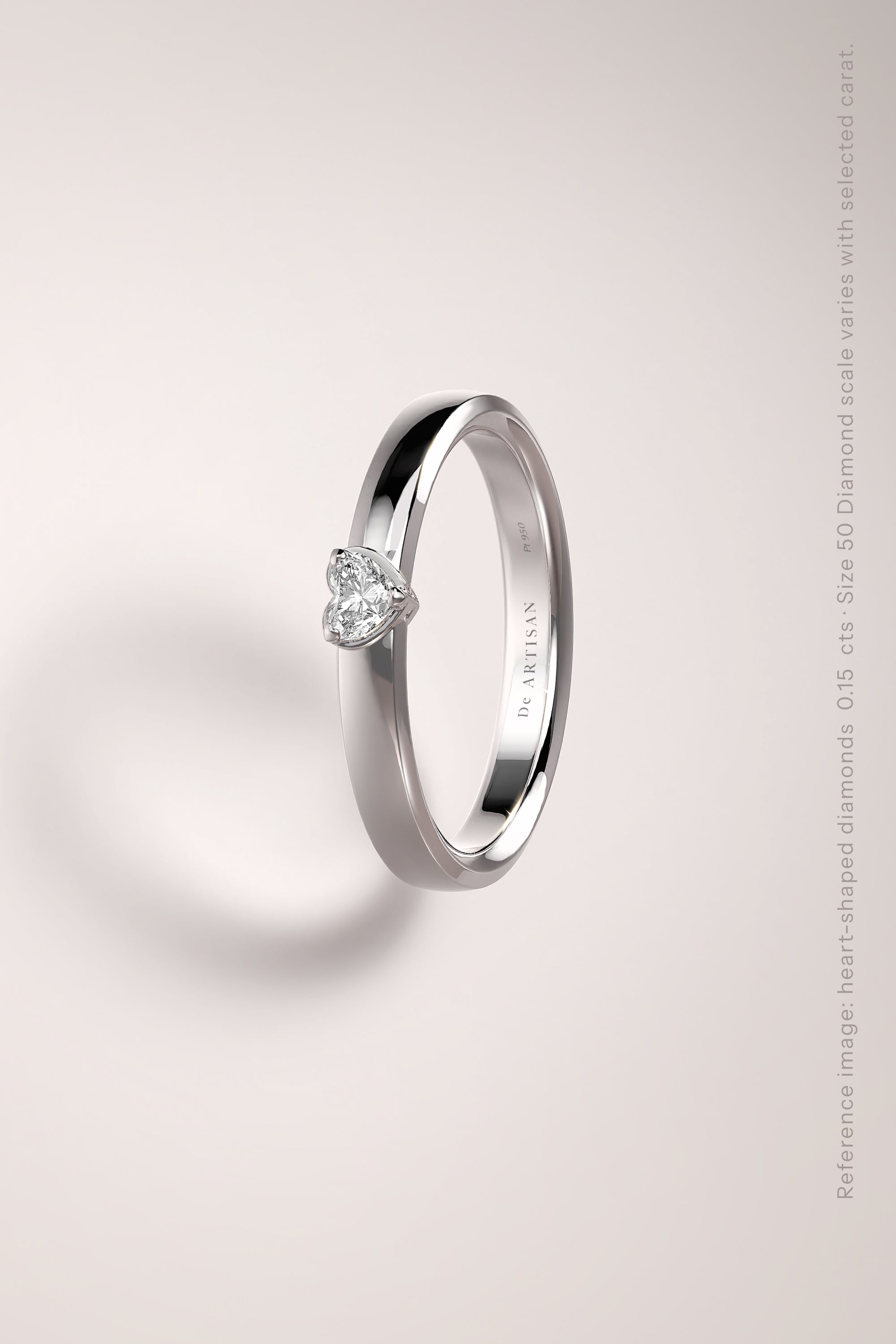 The One ring (S) 3mm. with Heart shape diamond