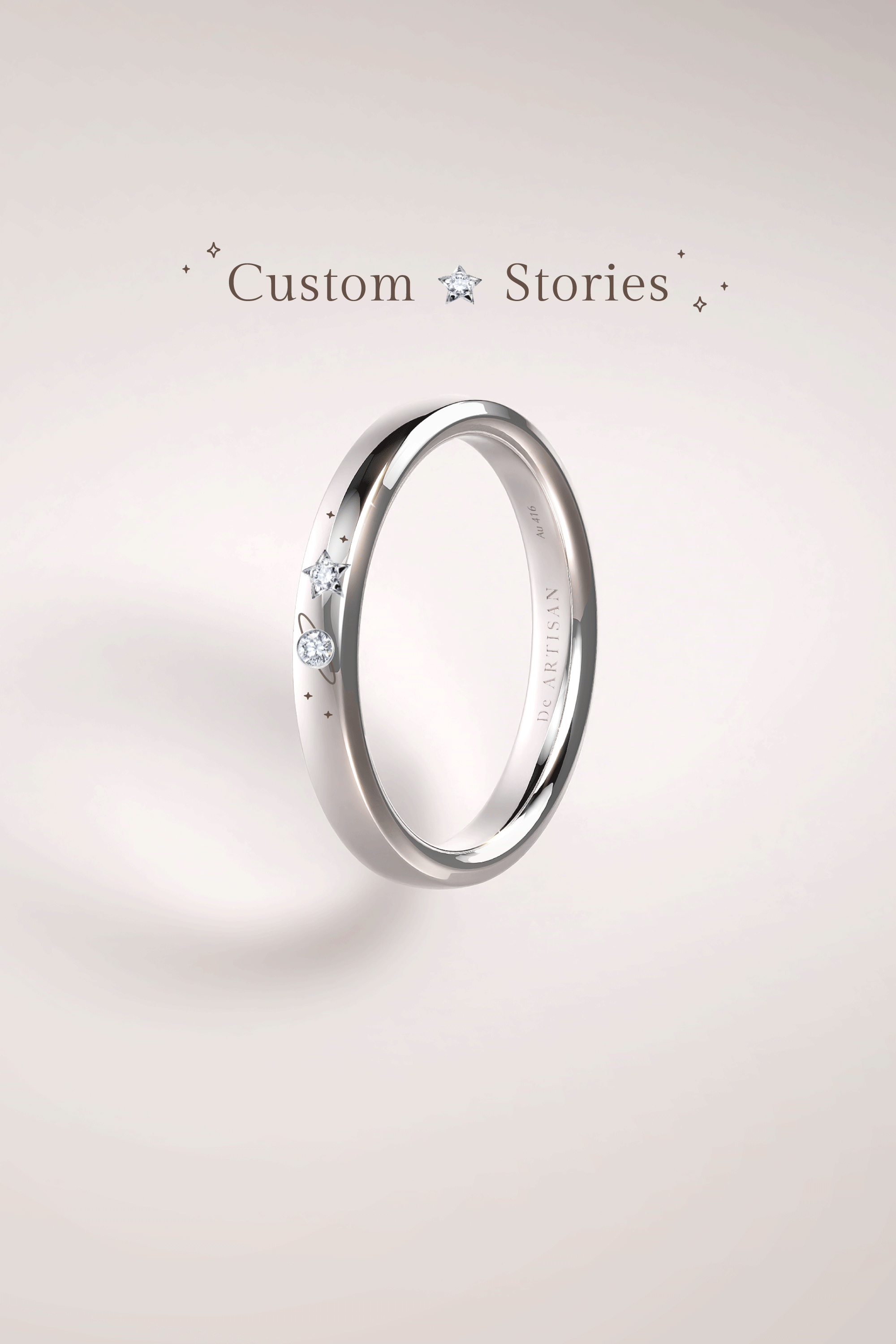 The One ring (S) 3mm. with Love story diamond