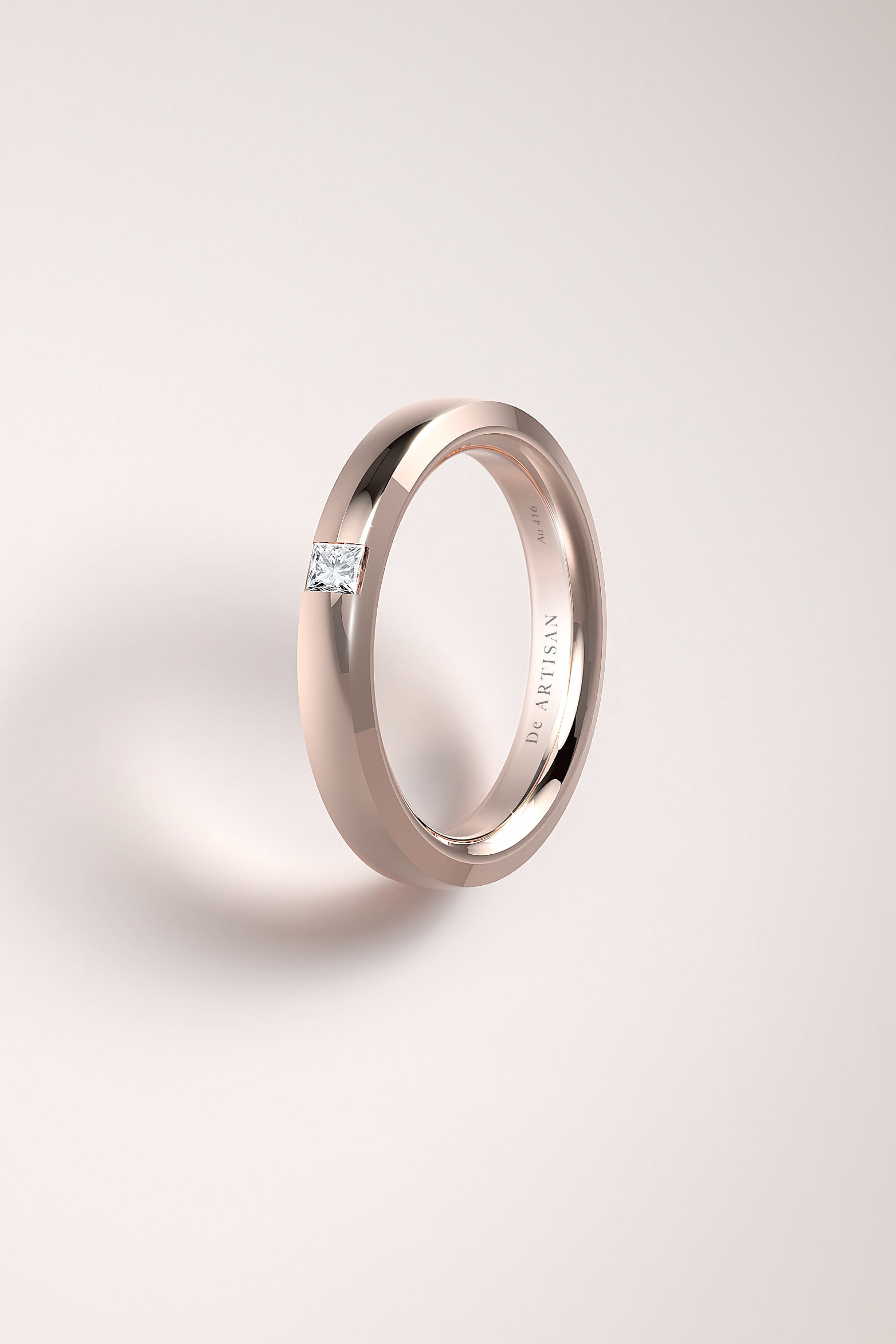 The One ring (S) 3mm. with Princess cut diamond