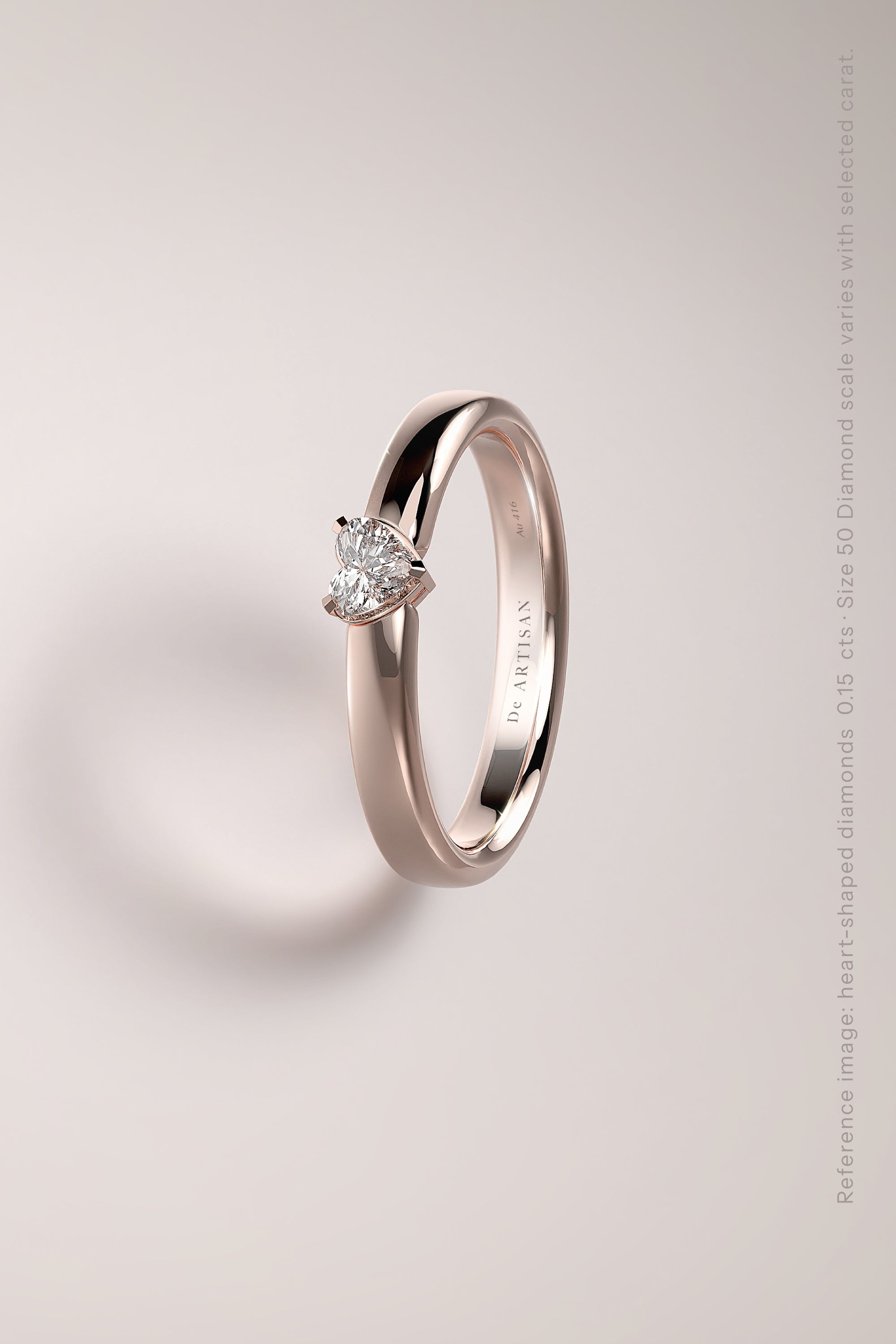 The One ring (S) 3mm. with Heart shape diamond