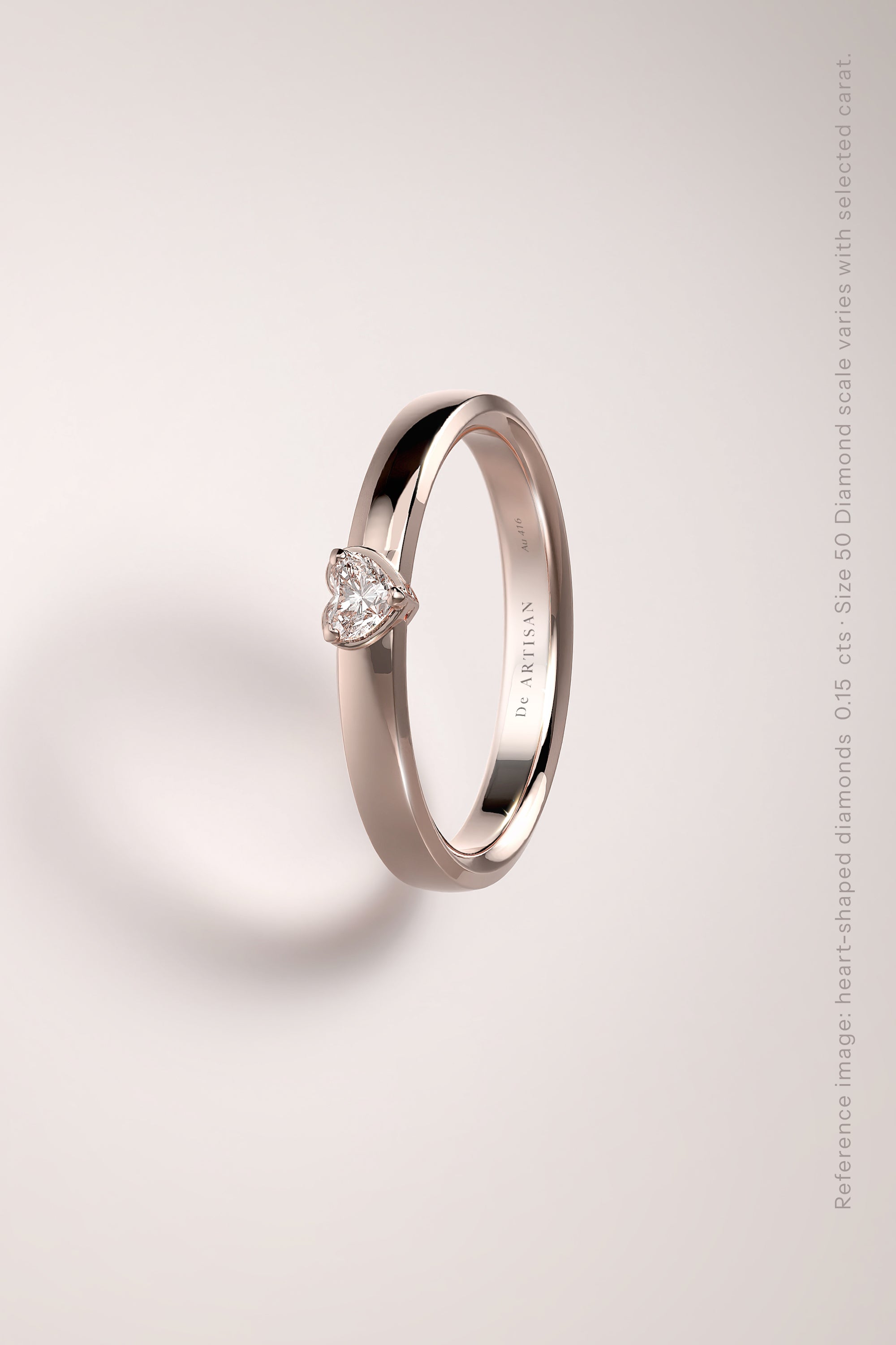 The One ring (S) 3mm. with Heart shape diamond