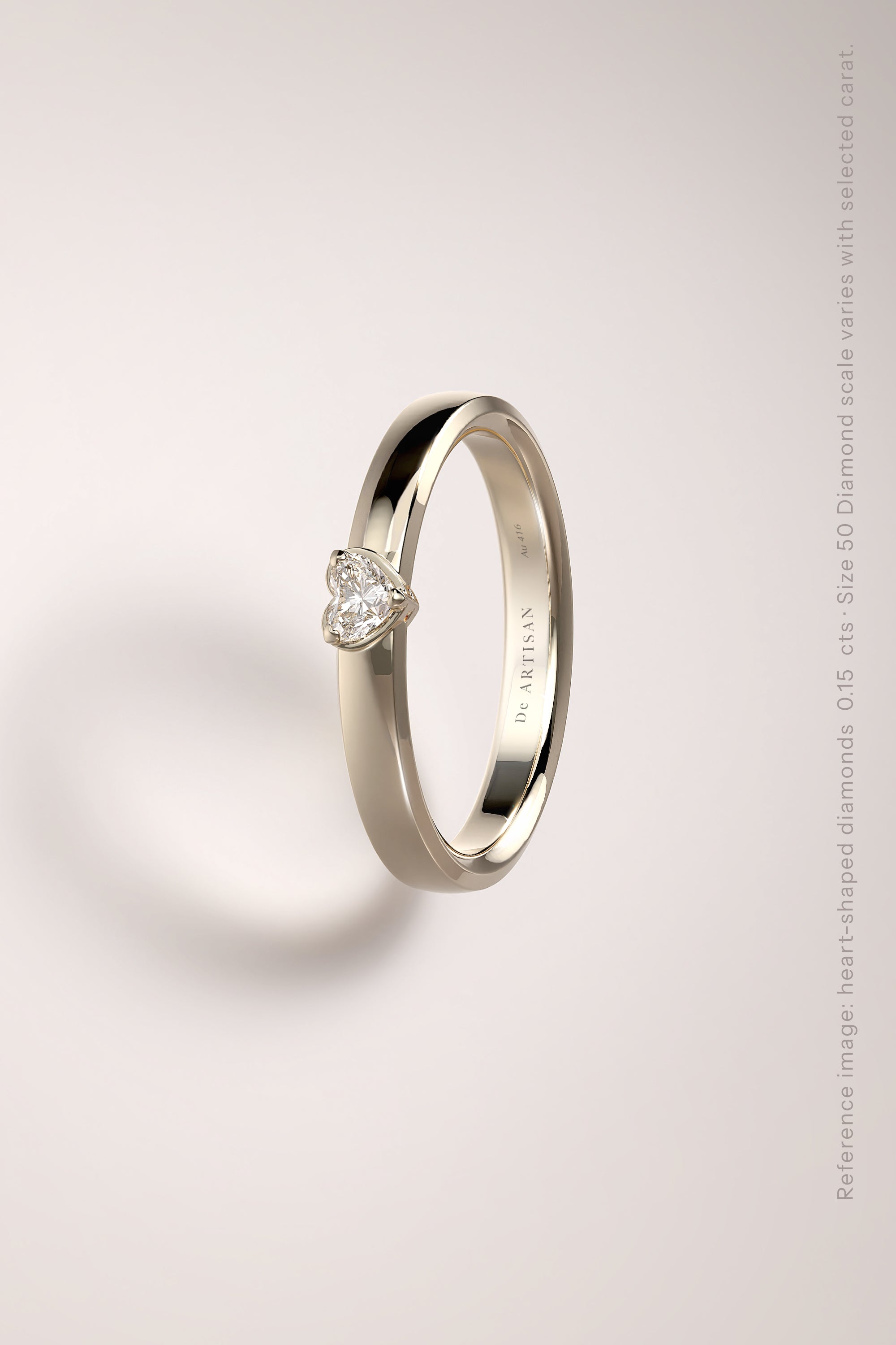 The One ring (S) 3mm. with Heart shape diamond