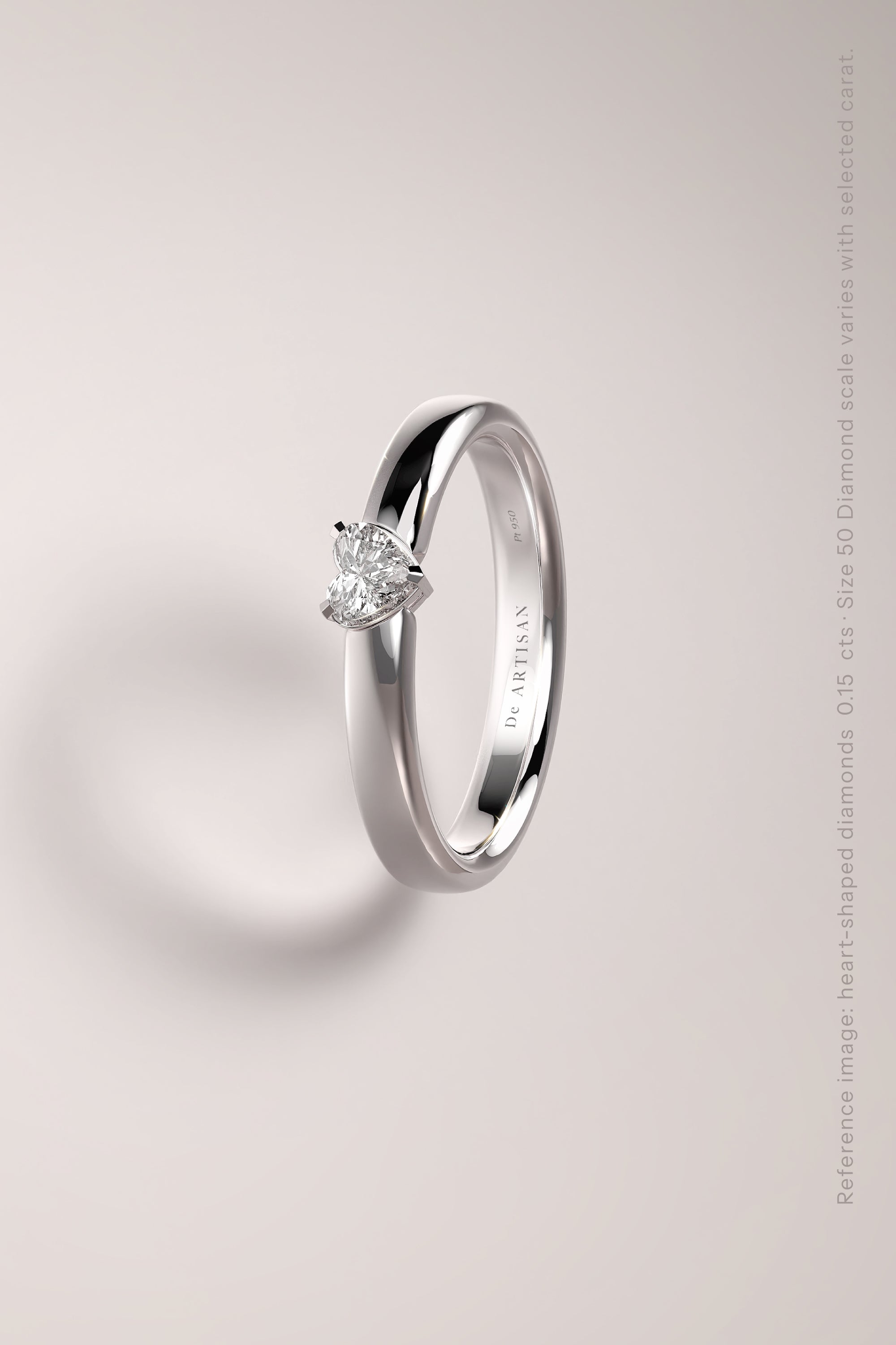 The One ring (S) 3mm. with Heart shape diamond
